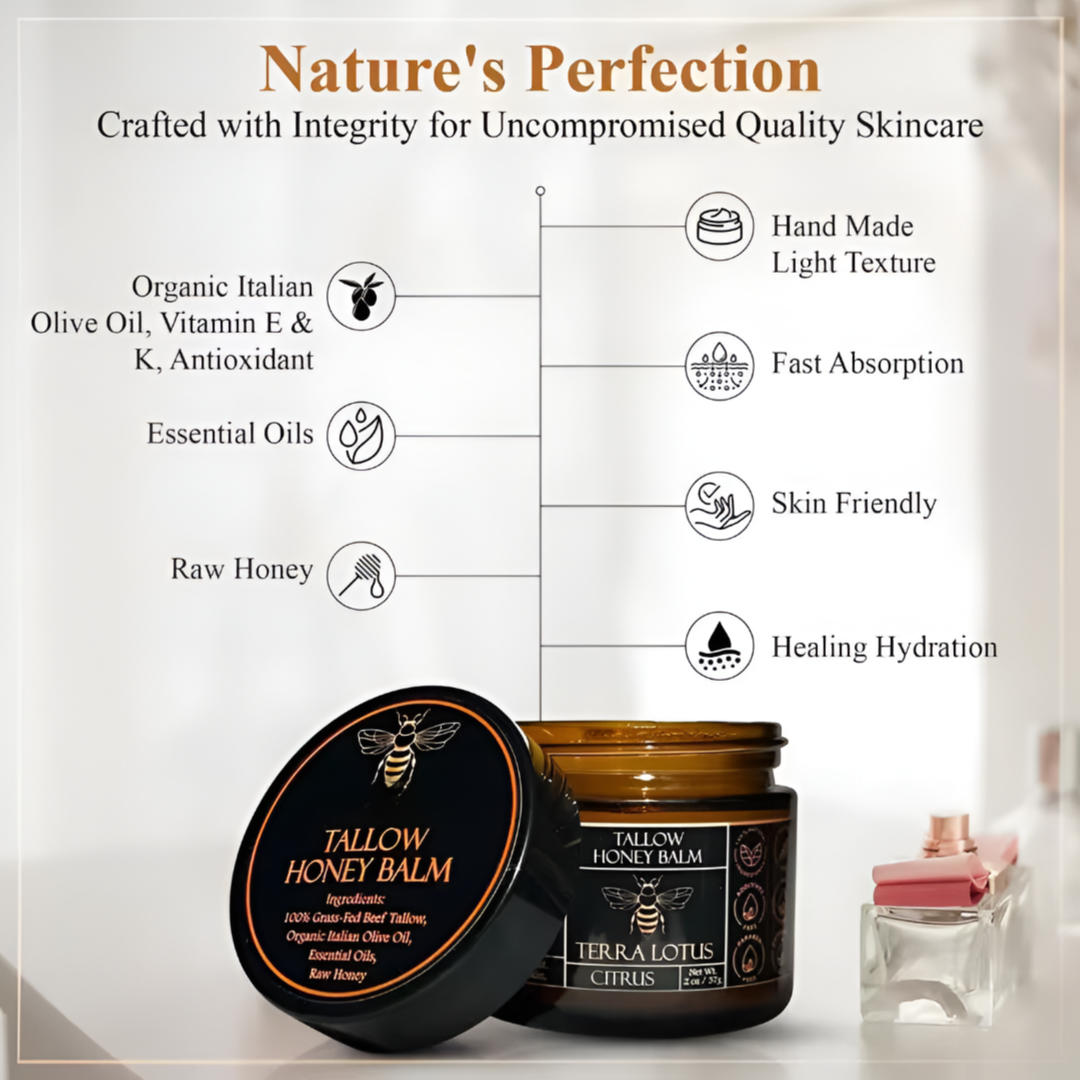 Tallow Honey Balm™ Organic Beef Tallow & Raw Honey Moisture Balm
